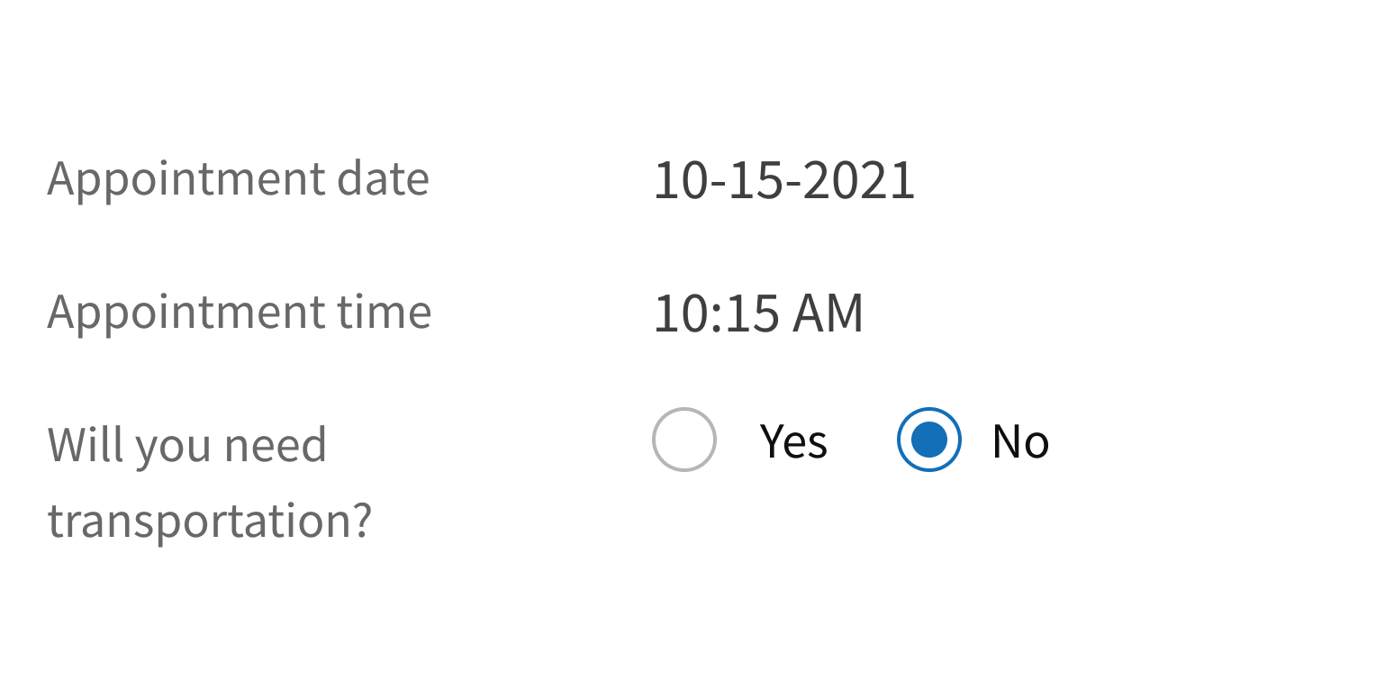 <p>Show information that helps users complete the form.</p>