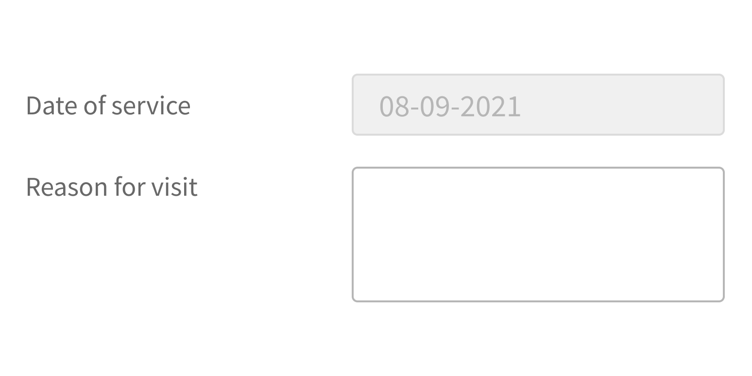 <p>Use a disabled Input field to show form data that can't be edited.</p>