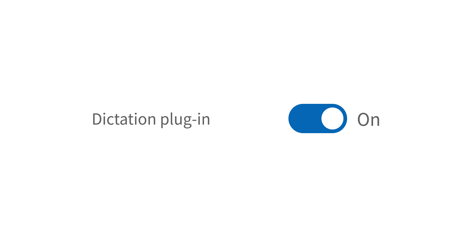 <p>Include description text that conveys the switch’s current state.</p>