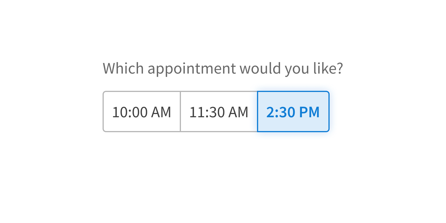 <p>Use RadioButton to ask users to select a single option.</p>