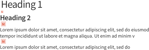 Screenshot showing extra small and medium space between headings and text.