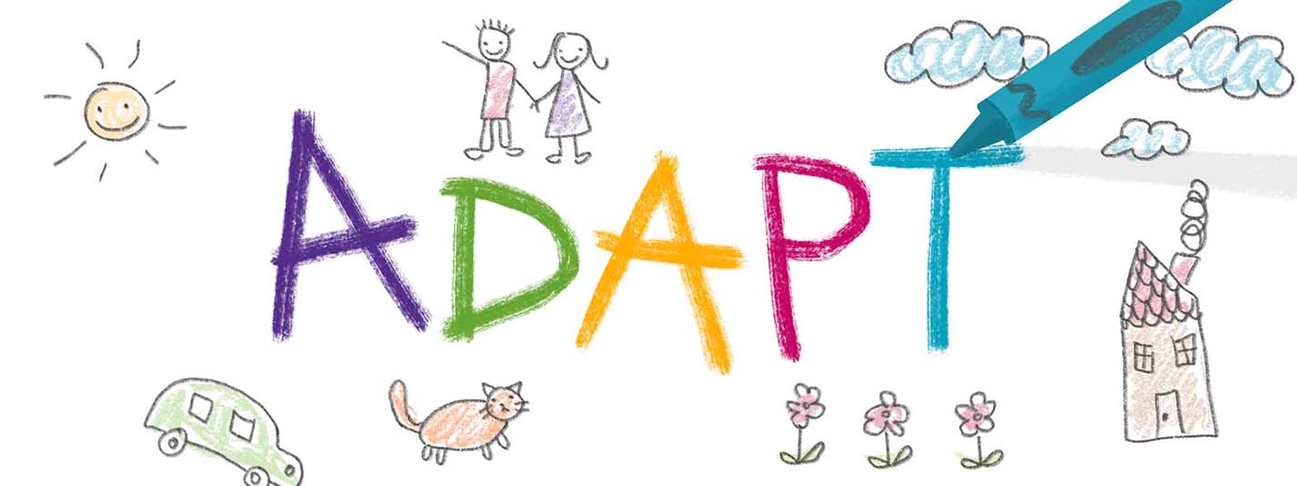 A gif of a child's drawing with the word 'adapt' illustrated in the center
