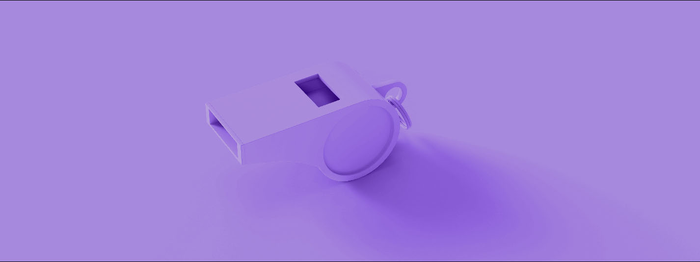 An illustration of a purple whistle against a purple backdrop
