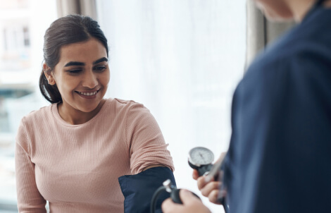 Female patient being examined by her healthcare provider