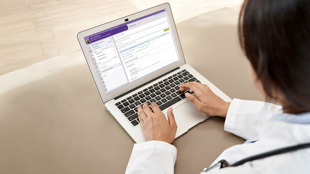 athenaOne, electronic health record, displayed on physicians laptop