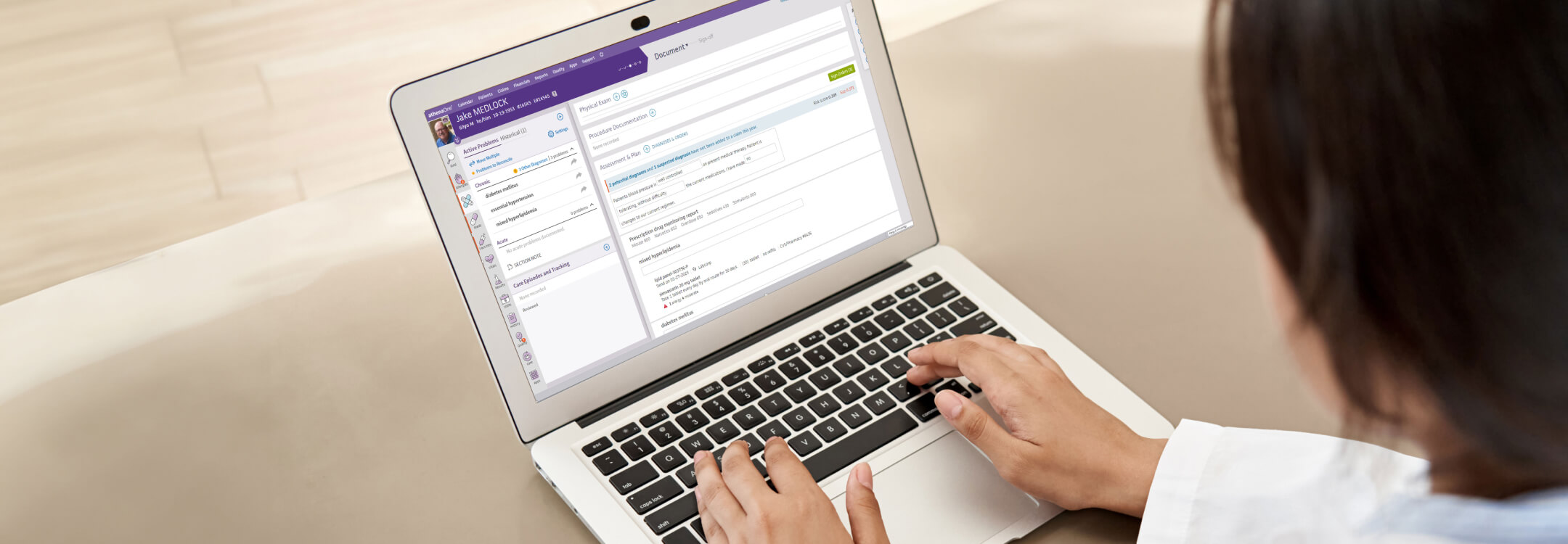 athenaOne, electronic health record, displayed on physicians laptop