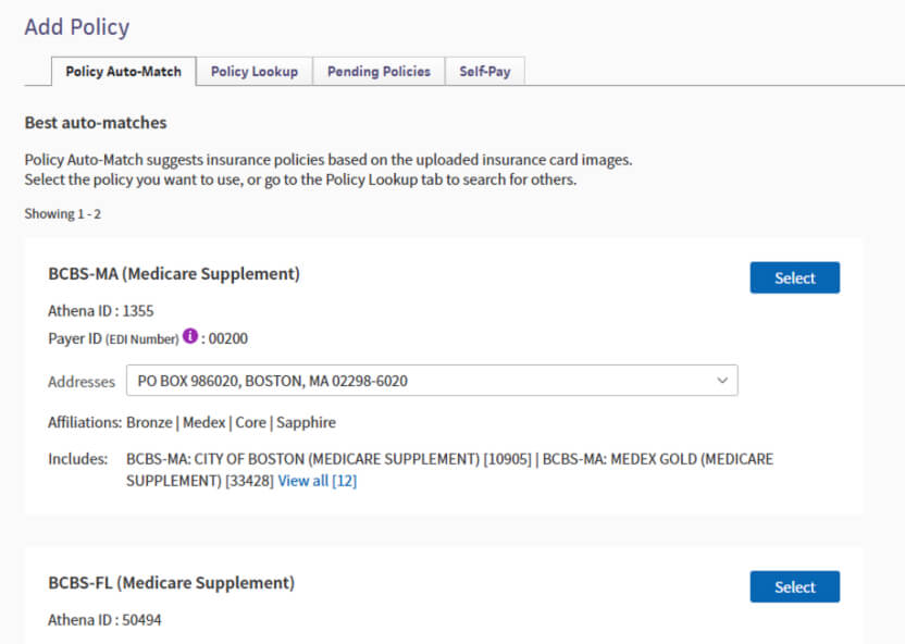 AI-powered automated patient insurance package selection