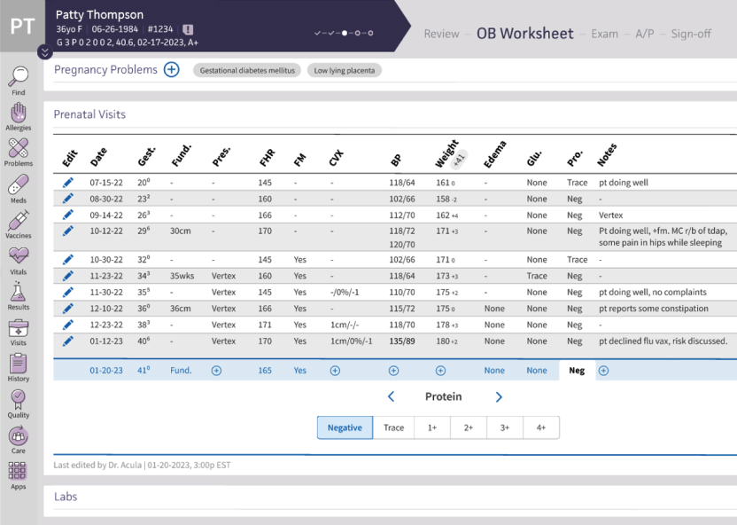 athenaOne's OBGYN specific workflows shown
