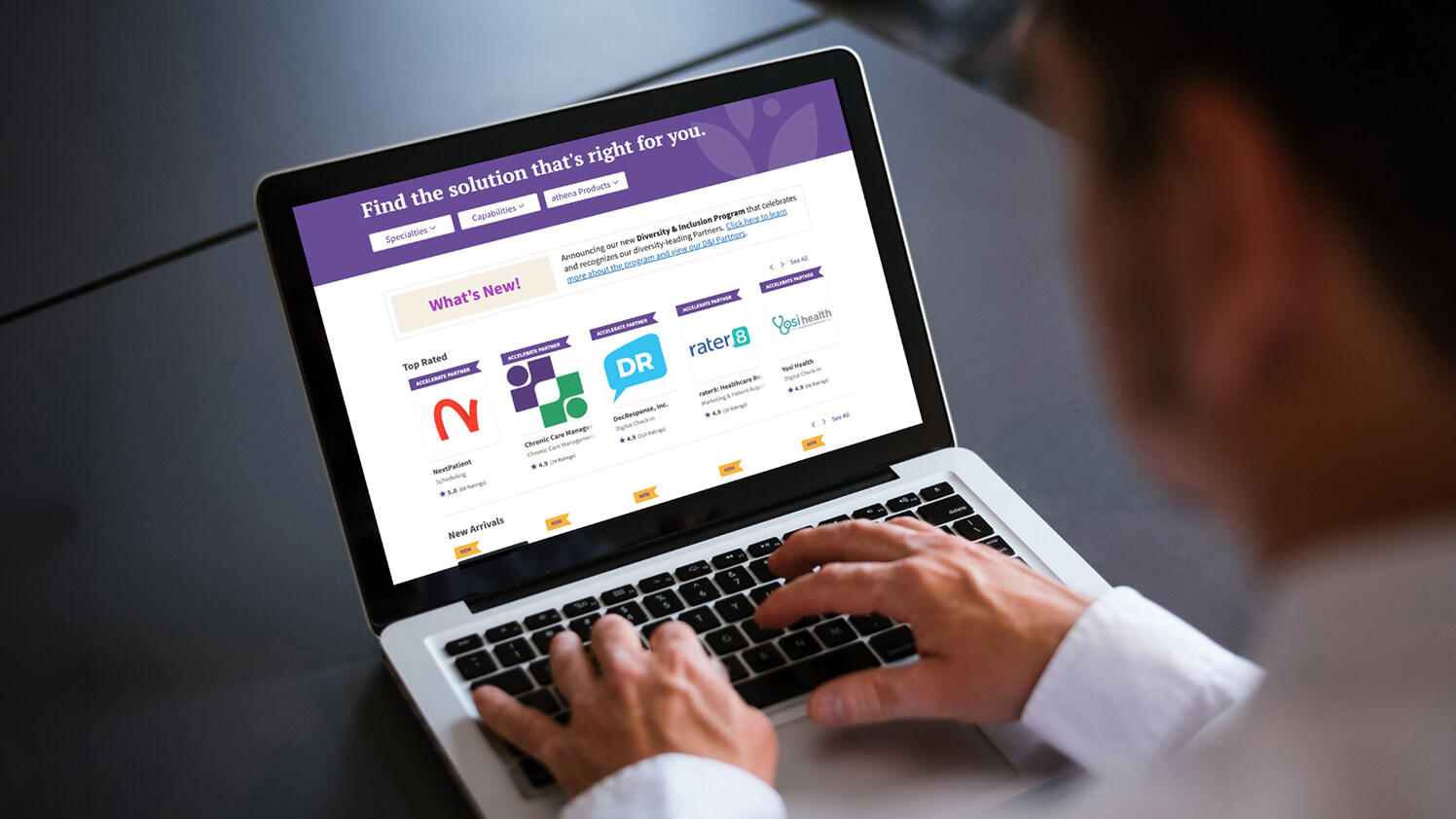 A healthcare provider browses athenahealth's Marketplace for to add onto their athenaOne EHR experience.
