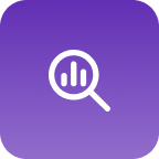 Icon for ai search set in purple background
