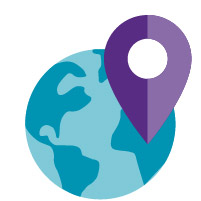 Glob and purple location pin