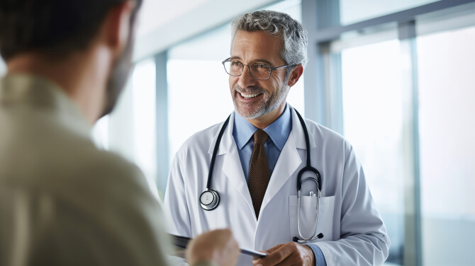 A friendly doctor providing advice to a patient, emphasizing the importance of independent practices.