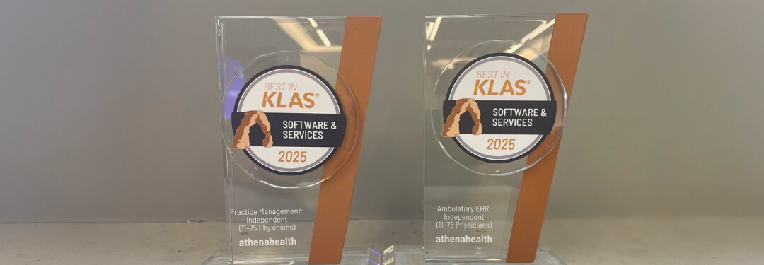 Two KLAS awards received by athenahealth on display