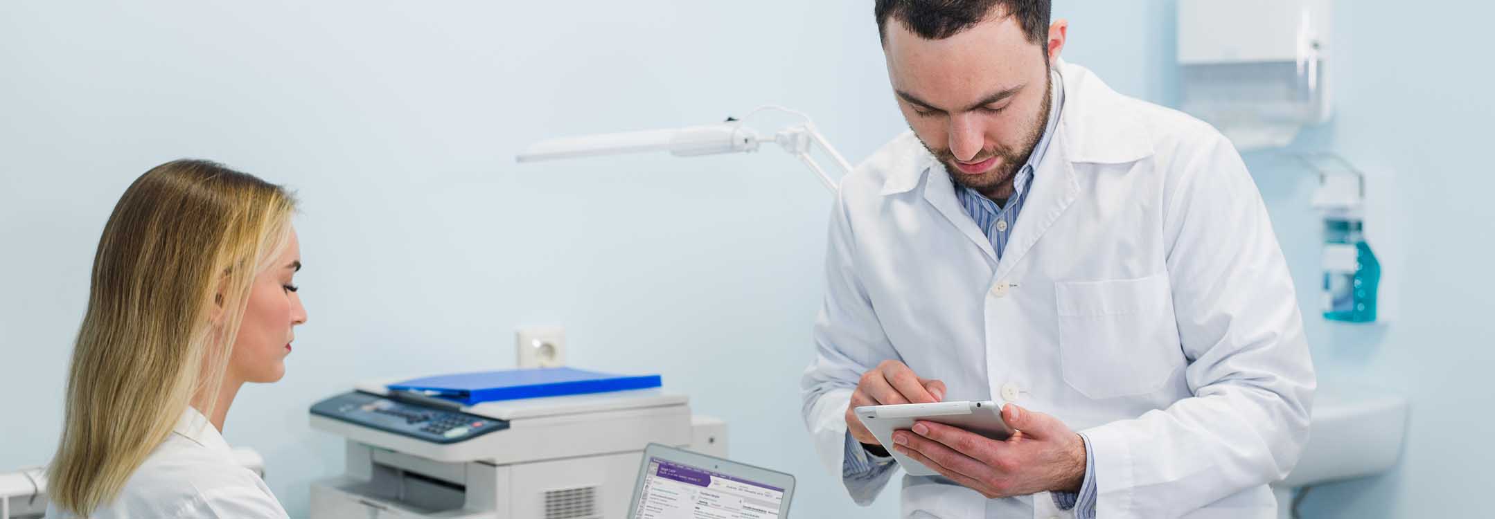 Physicians collaborating in a medical setting