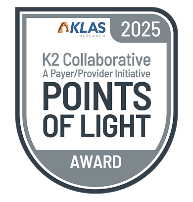 KLAS Award Badge for 2025 Points of Light Award for Payer