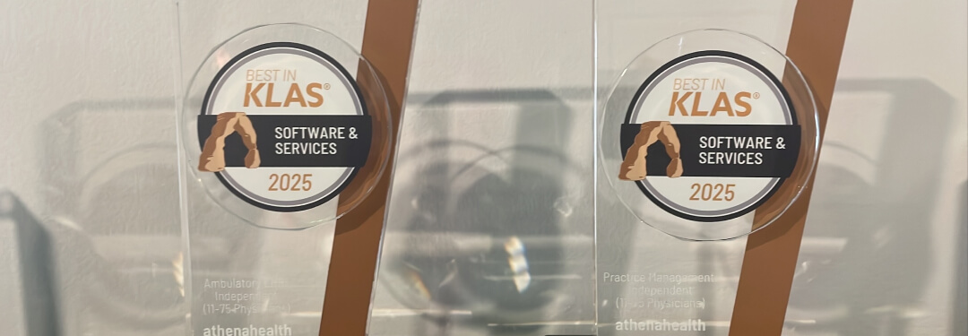 Two awards honoring athenahealth from 2024 and 2025 Recognized from KLAS Research.